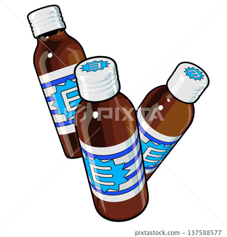 準藥物插圖素材：三種能量飲料（1_5）彩色線描圖 137588577