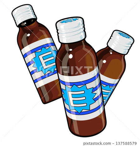 Illustration material of quasi-drugs: Three energy drinks (1_) Color line drawing Illustration material of quasi-drugs: Three energy drinks (1_) Color line drawing 137588579
