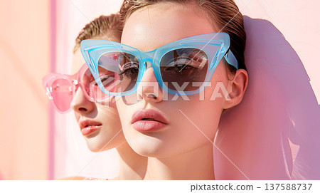 Sleek modern elegance captured in striking eyewear fashion. Reflecting vibrant hues 137588737