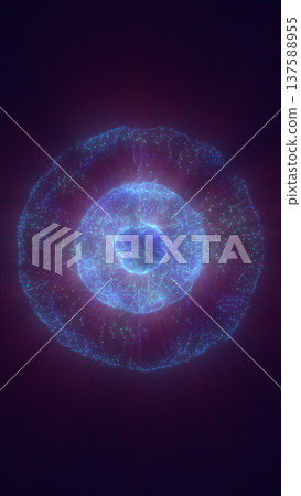 Abstract blue plasma energy sphere with electric filaments, symbolizing atomic structure, science visualization, and powerful digital energy 137588955