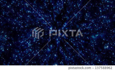 Deep blue cosmic background filled with softly glowing particles, evoking calm space dust and infinite depth 137588962