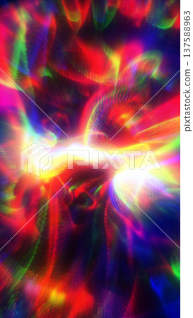 Vibrant multicolor neon light burst with glowing abstract waves and lens flare, futuristic energy background 137588963
