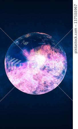 Glowing pink and blue nebula sphere with swirling mist inside, isolated on dark background for a dreamy cosmic abstract look Glowing pink and blue nebula sphere with swirling mist inside, isolated on dark background for a dreamy cosmic abstract look 137588967