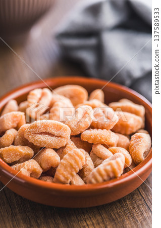 Rustic tomato Gnocchi in Bowl Ready to Cook Comforting Italian Pasta Dish Rustic tomato Gnocchi in Bowl Ready to Cook Comforting Italian Pasta Dish 137589533