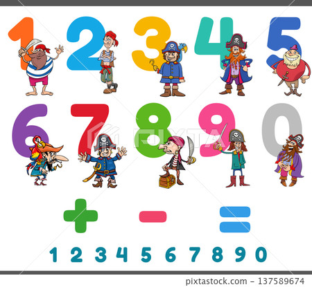 educational numbers set with funny pirate characters educational numbers set with funny pirate characters 137589674