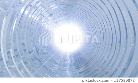 White glowing tunnel with concentric circular patterns White glowing tunnel with concentric circular patterns 137589878