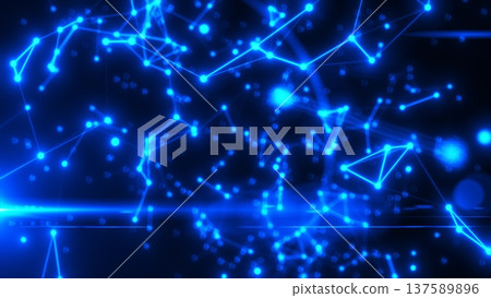 Abstract glowing network of blue nodes and connections forming a 137589896