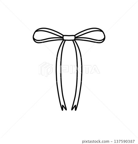 Doodle bow, outline decorative element, simple hand drawn silhouette Doodle bow, outline decorative element, simple hand drawn silhouette 137590387