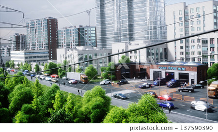 An swat police driving fast on a city street. 3d rendering. 137590390