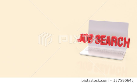 Job Search Text Emerging From Laptop Screen Online Career Recruitment Concept 3d render. Job Search Text Emerging From Laptop Screen Online Career Recruitment Concept 3d render. 137590643