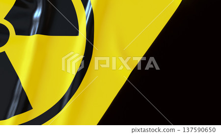 Radiation Hazard Warning Symbol On Yellow Safety Background 3d render. 137590650