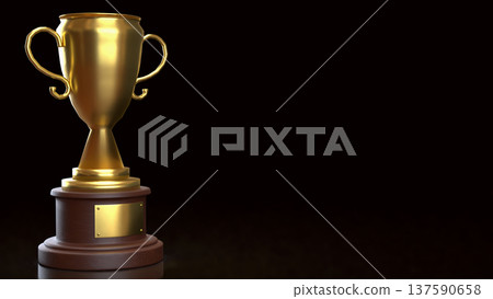 Golden Trophy Award Symbol Of Victory And Achievement Concept 3d render. Golden Trophy Award Symbol Of Victory And Achievement Concept 3d render. 137590658