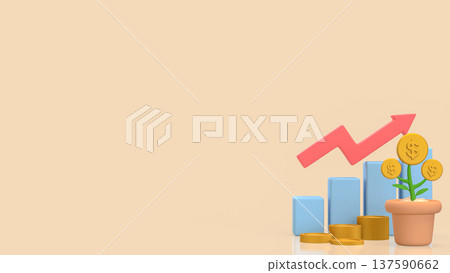 Financial Growth Concept With Coin Plant And Rising Chart 3d render. Financial Growth Concept With Coin Plant And Rising Chart 3d render. 137590662