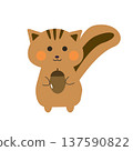 Cute squirrel character illustration holding an acorn 137590822