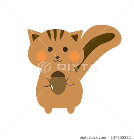 Cute squirrel character illustration holding an acorn 137590822