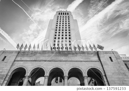 Los Angeles City Hall monochrome Los Angeles City Hall monochrome 137591233