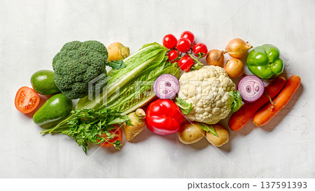 various fresh raw vegetables 137591393