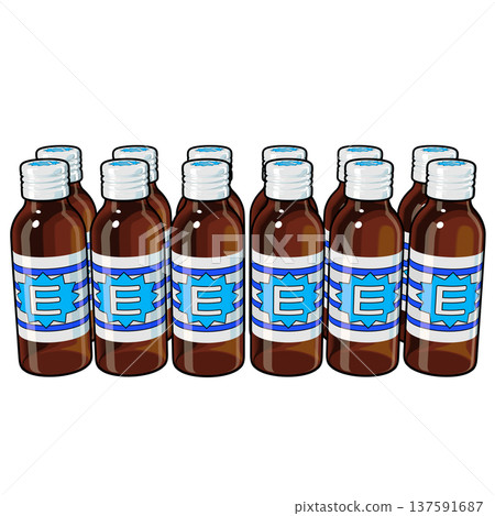 Illustration material of quasi-drugs: Twelve energy drinks (1_1) Color line drawing 137591687