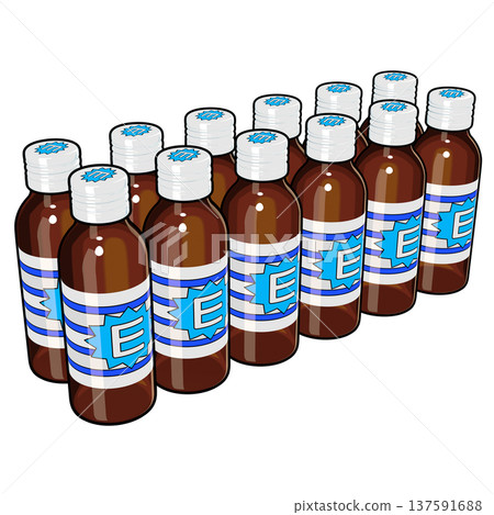 準藥物插圖素材：十二種能量飲料（1_2）彩色線描圖 137591688