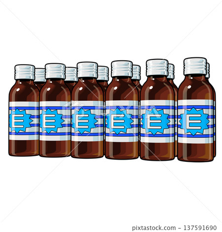 Illustration material of quasi-drugs: Twelve energy drinks (1_4) Color line drawing 137591690