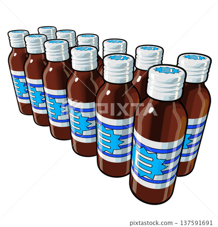 準藥物插圖資料：十二種能量飲料（1_5）彩色線描圖 137591691