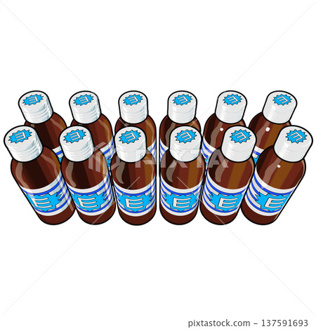 Illustration material of quasi-drugs: Twelve energy drinks (1_7) Color line drawing 137591693