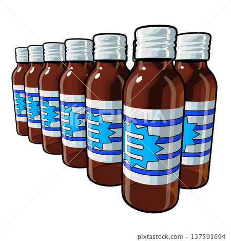 Illustration material of quasi-drugs: Twelve energy drinks (1_8) Color line drawing 137591694