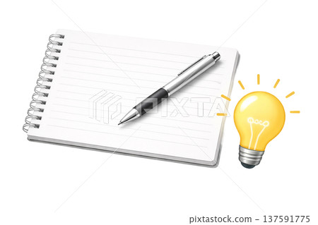 筆記本和燈泡的簡單插圖,靈感來自商業素材 筆記本和燈泡的簡單插圖,靈感來自商業素材 137591775