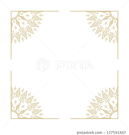 Gold ornamental frame mandala decorative corner border line art Gold ornamental frame mandala decorative corner border line art 137591887