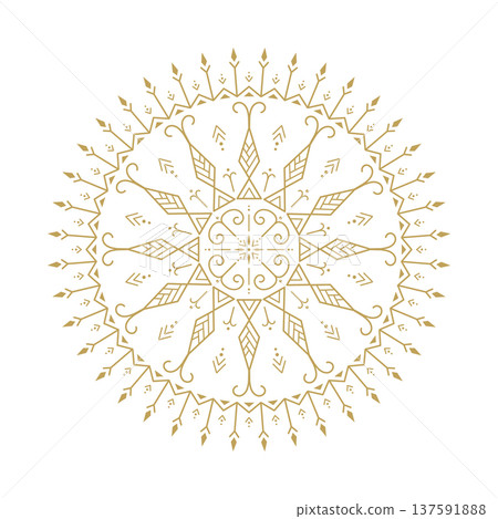 Gold mandala ornament floral decorative line art circle design 137591888