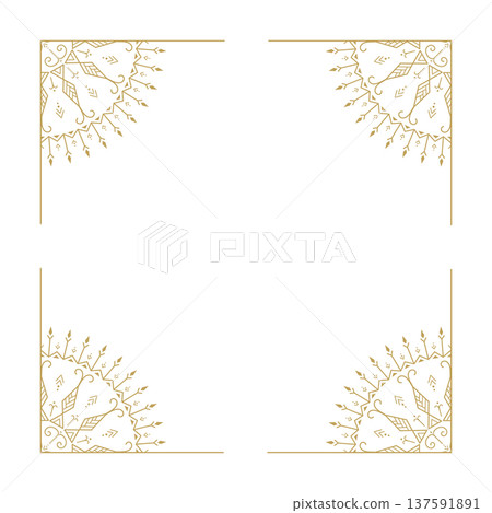 Gold ornamental frame mandala decorative corner border line art Gold ornamental frame mandala decorative corner border line art 137591891