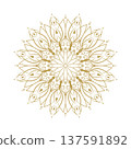 Gold mandala ornament floral decorative line art circle design 137591892