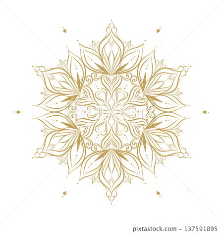 Gold mandala ornament floral decorative line art circle design Gold mandala ornament floral decorative line art circle design 137591895