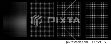 Set of rounded corner grids on black blueprint background four levels of detail. Smooth joint square lattice planning Set of rounded corner grids on black blueprint background four levels of detail. Smooth joint square lattice planning 137591972