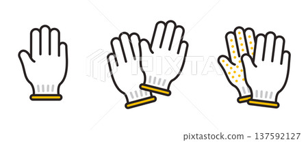 Work gloves icon. Gloves used for moving, work, and disaster prevention. 137592127
