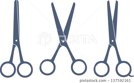 Simple thin barber scissors icon set 137592161