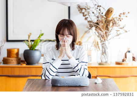 A woman suffering from hay fever A woman suffering from hay fever 137592831