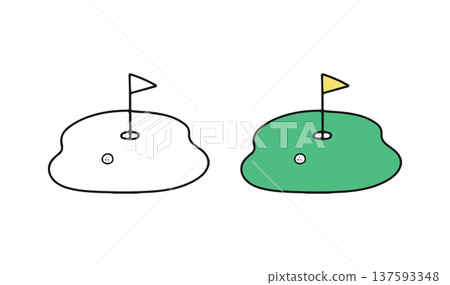 兩張高爾夫球洞插圖 兩張高爾夫球洞插圖 137593348