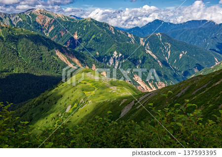 Mount Masago, Mount Karasawa, and Mount Gaki seen from Mount Mozawa in the Northern Alps Mount Masago, Mount Karasawa, and Mount Gaki seen from Mount Mozawa in the Northern Alps 137593395