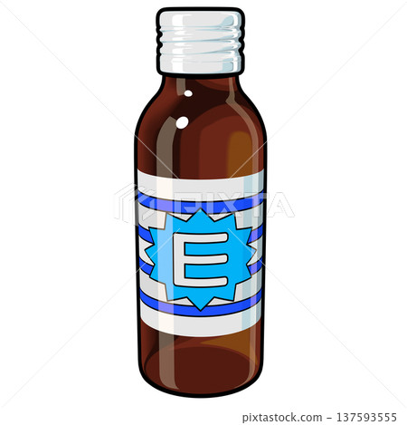 準藥物插圖素材：一瓶能量飲料（1_1）彩色線描圖 137593555
