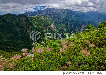 北阿爾卑斯山、湯森岳的山脊線以及槍山上空的雲。 北阿爾卑斯山、湯森岳的山脊線以及槍山上空的雲。 137593660