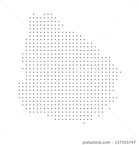 Uruguay country dotted map. Black spot pixel illustration isolated on white background. Vector circle mosaic. Uruguay country dotted map. Black spot pixel illustration isolated on white background. Vector circle mosaic. 137593747