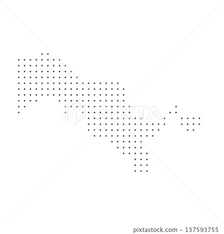 Uzbekistan country dotted map. Black spot pixel illustration isolated on white background. Vector circle mosaic. 137593755