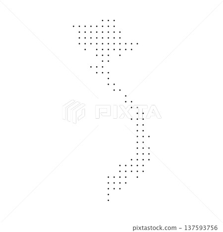 Vietnam country dotted map. Black spot pixel illustration isolated on white background. Vector circle mosaic. 137593756