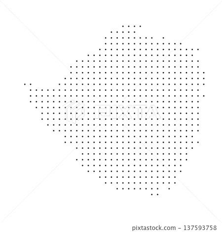 Zimbabwe country dotted map. Black spot pixel illustration isolated on white background. Vector circle mosaic. 137593758