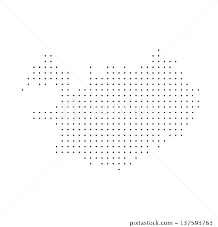 Iceland country dotted map. Black spot pixel illustration isolated on white background. Vector circle mosaic. 137593763
