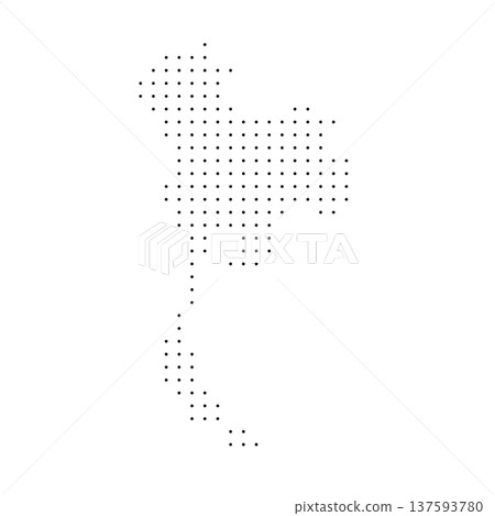 Thailand country dotted map. Black spot pixel illustration isolated on white background. Vector circle mosaic. Thailand country dotted map. Black spot pixel illustration isolated on white background. Vector circle mosaic. 137593780