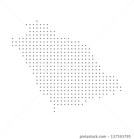 Saudi Arabia country dotted map. Black spot pixel illustration isolated on white background. Vector circle mosaic. Saudi Arabia country dotted map. Black spot pixel illustration isolated on white background. Vector circle mosaic. 137593795