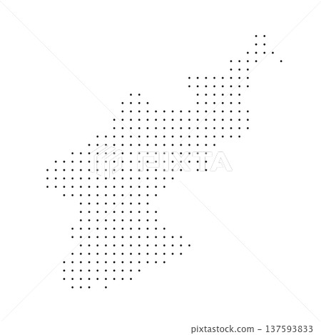North Korea country dotted map. Black spot pixel illustration isolated on white background. Vector circle mosaic. 137593833