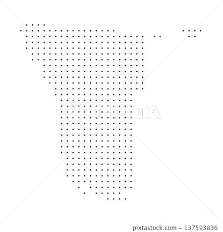 Namibia country dotted map. Black spot pixel illustration isolated on white background. Vector circle mosaic. Namibia country dotted map. Black spot pixel illustration isolated on white background. Vector circle mosaic. 137593836